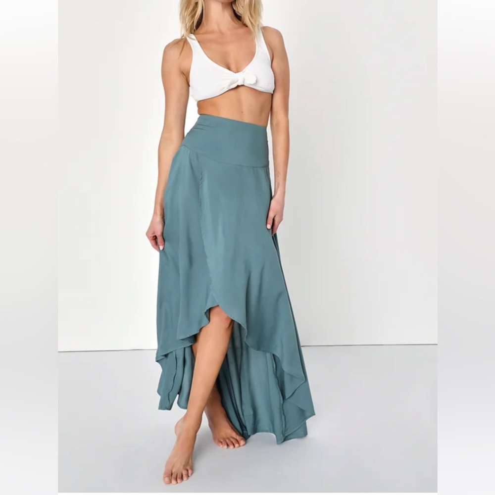 O’Neill High-Low Ambrosio Skirt in Balsam Green.